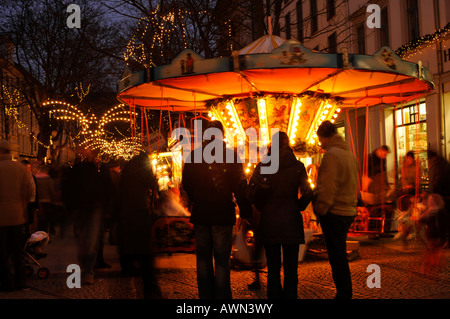 Swing carousel at the Christmas fair, Weimar, Thuringia, Germany, Europe Stock Photo