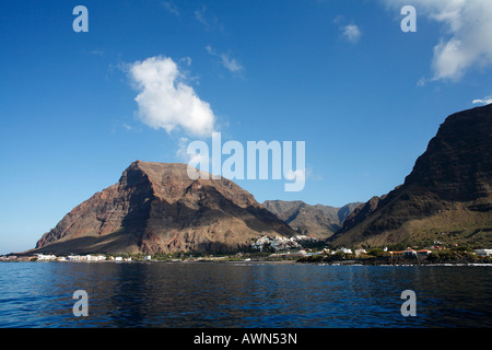 Valle Gran Rey, view from boat, La Gomera, Canary Islands, Spain Stock Photo