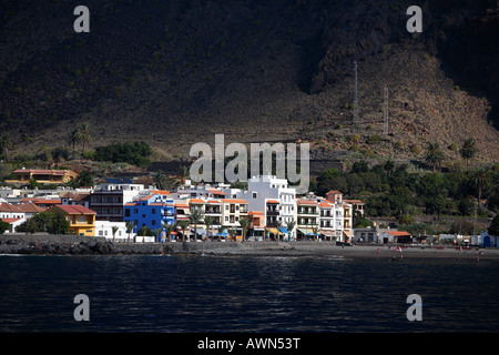La Playa, Valle Gran Rey, view from boat, La Gomera, Canary Islands, Spain Stock Photo