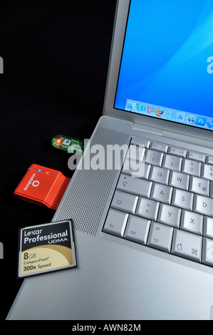 Data transfer / mobile connect card / USB stick / CF-card Stock Photo