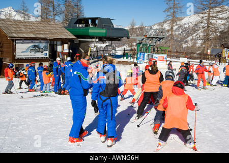 Ski School Sportinia Sauze d Oulx Piemonte Italy Stock Photo