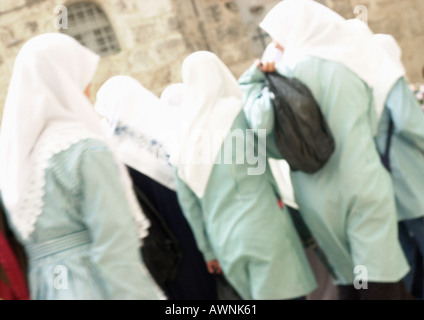 Israel, Jerusalem, Israel, Jerusalem, women wearing headscarves, rear view Stock Photo