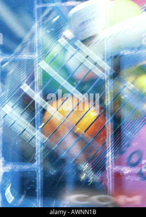 .com typography overlaying blurry image of shopping cart, montage Stock Photo