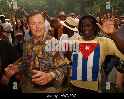 happy female male man woman dancing cuban cuba caribbean carnival Stock Photo