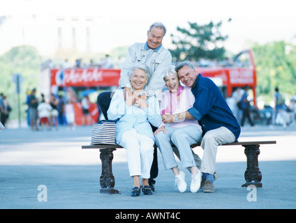 Group of mature people on a bench, portrait Stock Photo