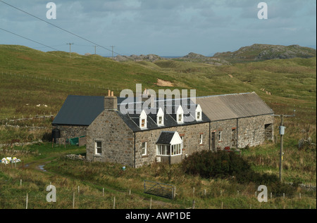 Overlooking the RSPB information centre at Totronald on the Isle of Coll, Scotland, UK. Stock Photo