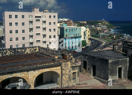 view from San Cristobal Fort, Old San Juan, San Juan, Puerto Rico, West Indies Stock Photo