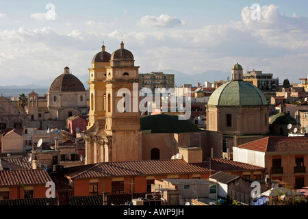View above the roofs of Cagliari Sardinia, Italy, Europe Stock Photo