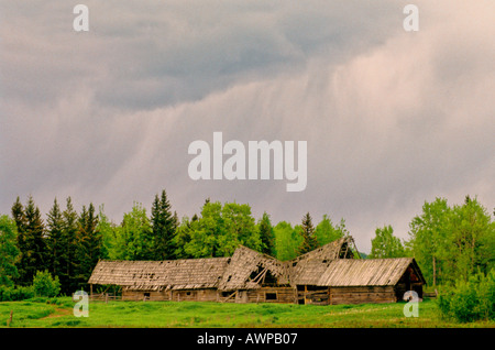 Storm over old barn Stock Photo