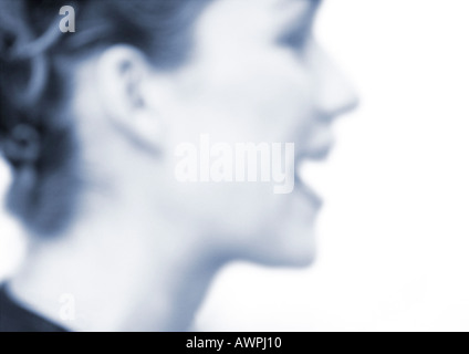 Woman's face, side view, blurred Stock Photo