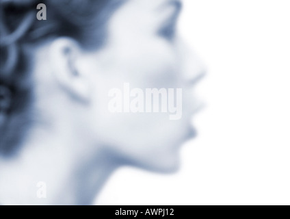 Woman's face, side view, blurred Stock Photo