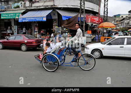 Cyclo (cycle rickshaw), Phnom Penh, Cambodia, Southeast Asia Stock Photo