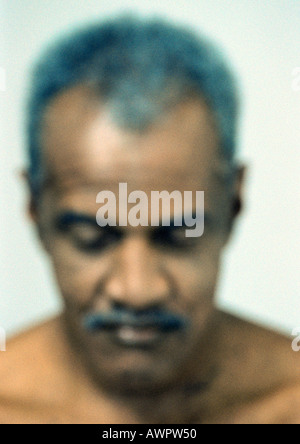 Senior man, close-up, portrait, blurred Stock Photo