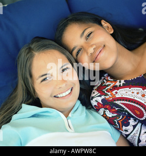 Two girls, looking at camera Stock Photo