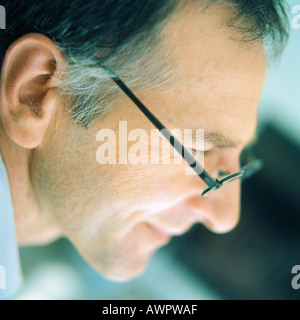 Profile of man wearing glasses Stock Photo