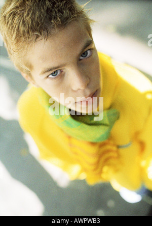 Teenage boy, high angle view, portrait Stock Photo