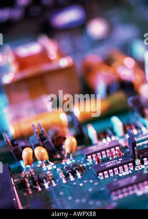 Circuit board, blurred, close-up Stock Photo