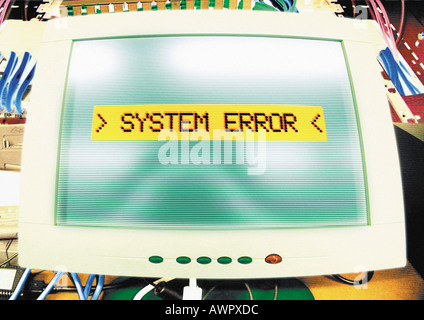 Computer "systems error" message on screen, digital composite. Stock Photo