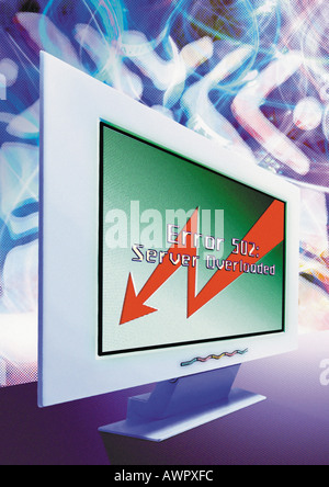 Computer, "Server Overloaded" message on screen, digital composite. Stock Photo