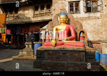 Buddha statue at Swayambhunath, Kathmandu, Nepal Stock Photo