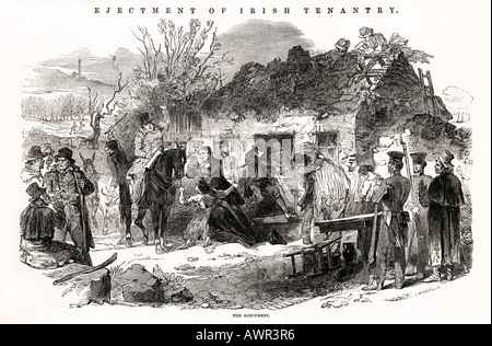 The Eviction of Irish Peasant Tenants by Landlord circa 1848 during the ...