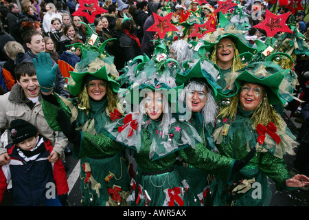 Mardi gras parade in Koblenz, Rhineland-Palatinate, Germany: christmastrees Stock Photo