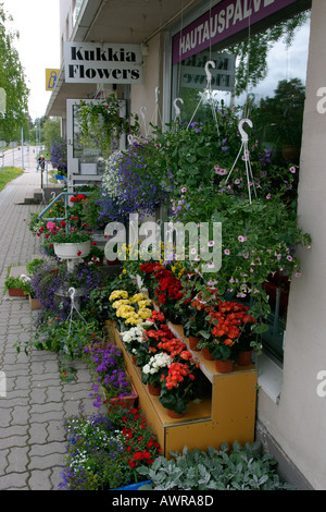 floral display outside of a flower shop Stock Photo