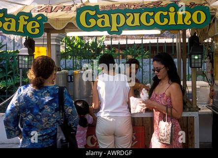 Puerto Ricans, Puerto Rican people, coffee vendor, Paseo de la Princesa, Old San Juan, San Juan, Puerto Rico, West Indies Stock Photo