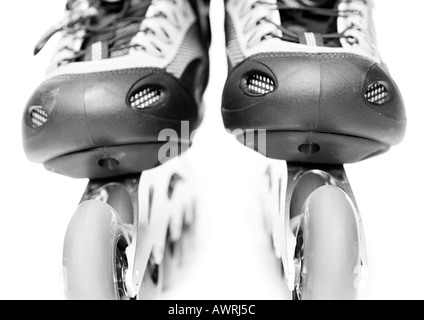 In-line skate, close-up, b&w. Stock Photo