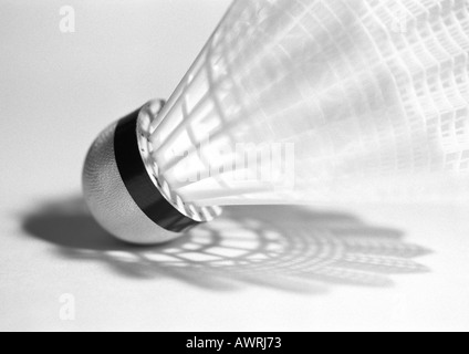 Shuttlecock, close-up, b&w. Stock Photo