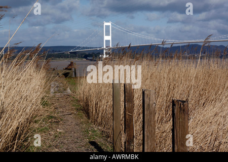 The jetty at Aust, site of the old ferry crossing Stock Photo