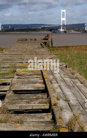 The jetty at Aust, site of the old ferry crossing between England and Wales Stock Photo