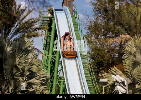 Log Flume Ride at Busch Gardens Florida USA Stock Photo