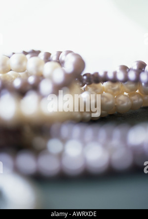 Pearl jewelry, close-up, blurred Stock Photo