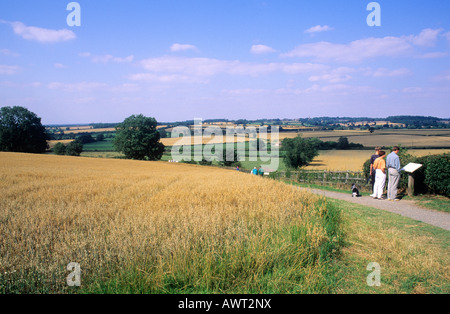 Bosworth Field Visitor Trail Leicestershire BattleField 1485 King Richard 3rd English rolling agricultue landscape fields Stock Photo