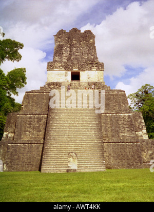 Panoramic view imposing Maya stone pyramid Tikal Guatemala Central Latin America Stock Photo