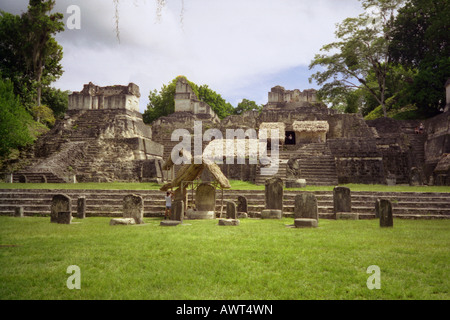 Panoramic view imposing Maya stone pyramid Tikal Guatemala Central Latin America Stock Photo