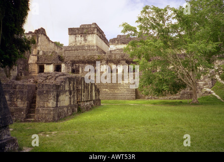 Panoramic view imposing Maya stone pyramid Tikal Guatemala Central Latin America Stock Photo