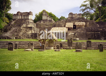 Panoramic view imposing Maya stone pyramid Tikal Guatemala Central Latin America Stock Photo