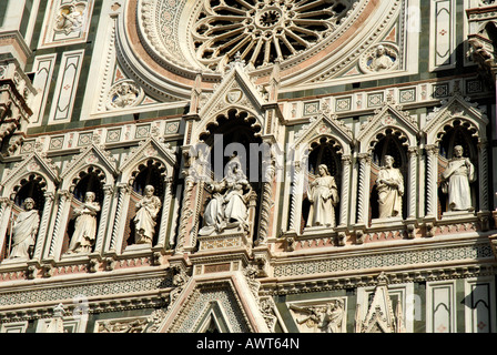 Detail of the Facade of the basilica of Santa Maria de Fiori in Florence, Tuscany, Italy Stock Photo