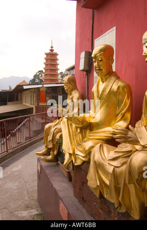 dh Ten Thousand Buddhas Monastery SHATIN HONG KONG Golden Buddha statues side of monastery temple and pagoda china Stock Photo