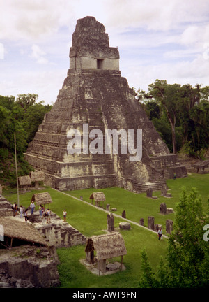 Panoramic view imposing Maya stone pyramid Tikal Guatemala Central Latin America Stock Photo