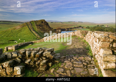 Milecastle 42 on Hadrians Wall at Cawfields, near Once Brewed, Northumberland, England Stock Photo