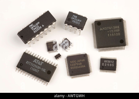 various types of integrated circuits Stock Photo