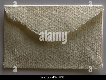 Back of linen envelope. Stock Photo