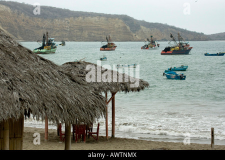 Fishing boats Puerto Lopez fishing Harbour Ecuador South America Stock Photo