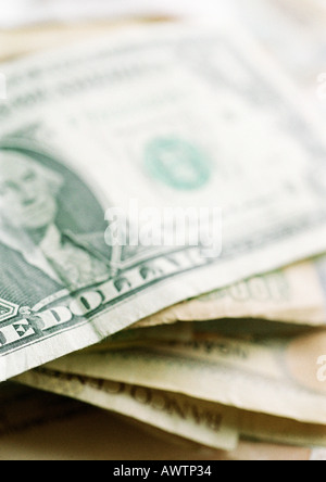 Loose stack of paper currency, close-up Stock Photo