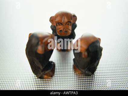 Three wise monkeys, sculpture Stock Photo