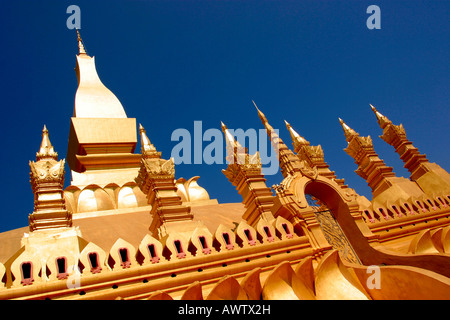 Laos Vientiane Pha Tat Luang Great Sacred Stupa Stock Photo