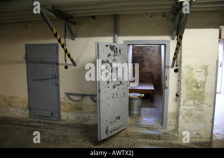 A prison cell in the 'U-Boot' (submarine) cellar in the former Cold War Stasi prison Hohenschönhausen, Berlin. Stock Photo